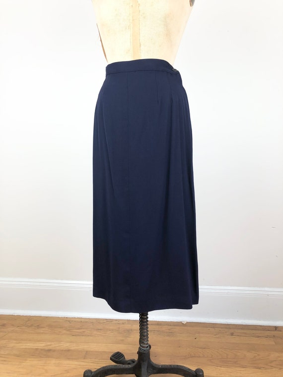 1940s Navy Blue Rayon Gabardine Skirt Suit Set M - image 5