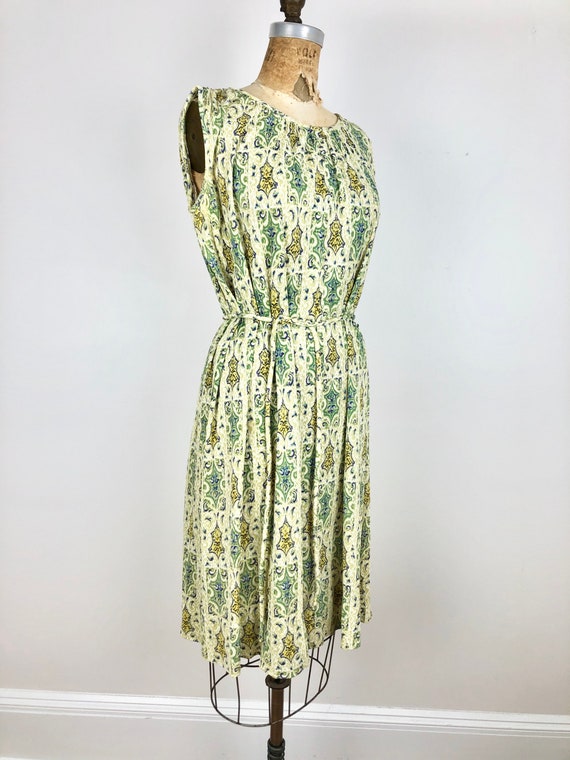 SWEET 1950s Paisley Mesh Shift Dress M - image 1
