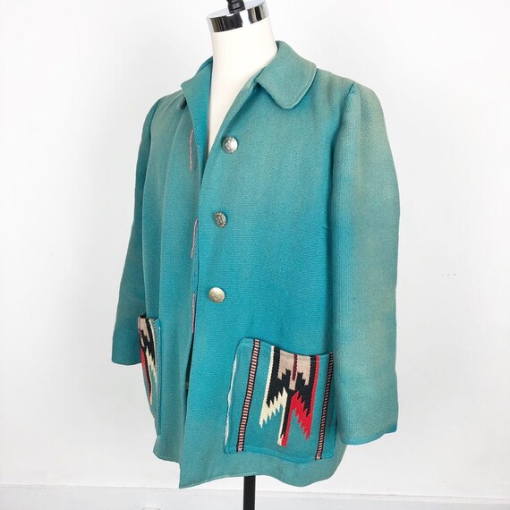 50s Blue Chimayo Jacket W/ Concho Buttons M