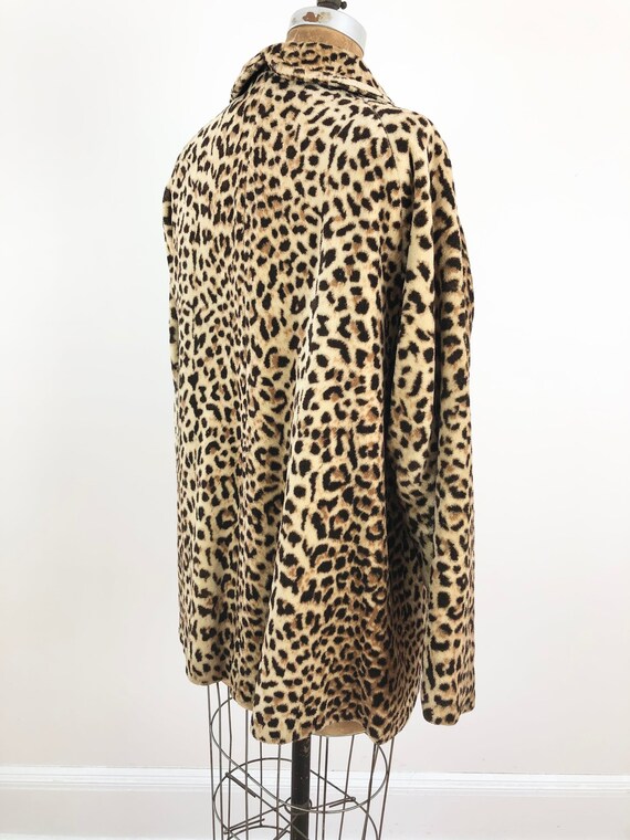 1960s Leopard Faux Fur Velveteen Swing Coat M - image 7