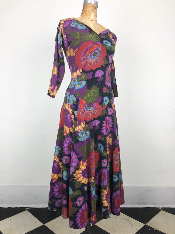 RARE 1980s Betsey Johnson Punk Label Floral Jersey