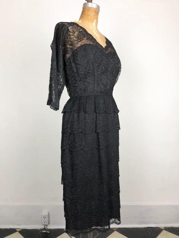 Black lace tiered dress discount