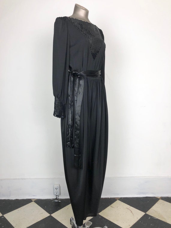 Sexy 1970’s Black Sequin PolyesterJumpsuit M