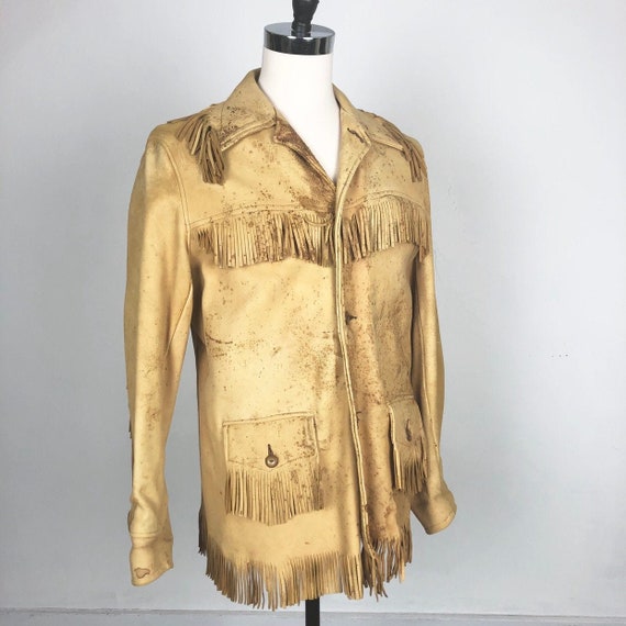 INCREDIBLE 1940s Western Fringe Leather Jacket M