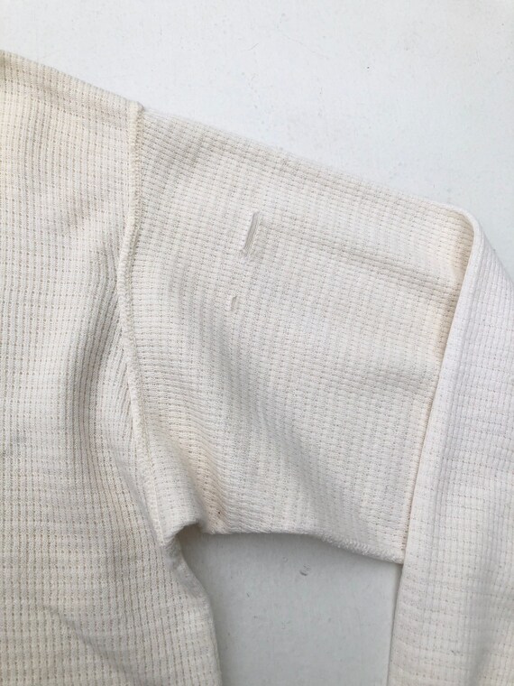 1950s White Cotton Thermal Top M - image 10