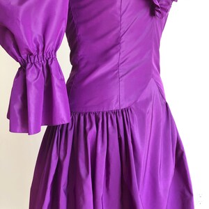 GORGEOUS 1980s Helene Sidel Purple Taffeta Ruffle Dress - Etsy