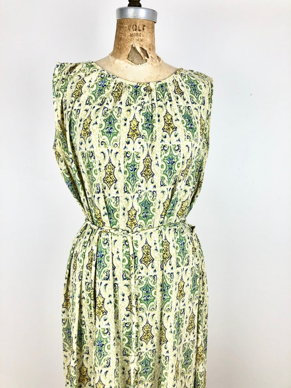 SWEET 1950s Paisley Mesh Shift Dress M - image 4