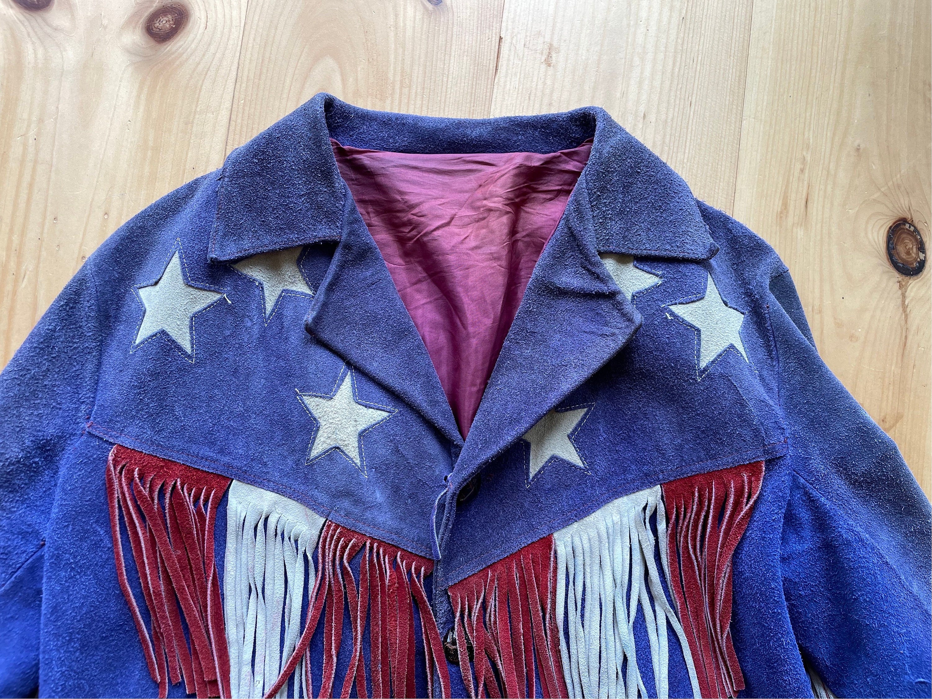 STARS&STRIPES fringe design suède jacket Stars & Stripes Western Fringes Jacket Brown Leather 90s