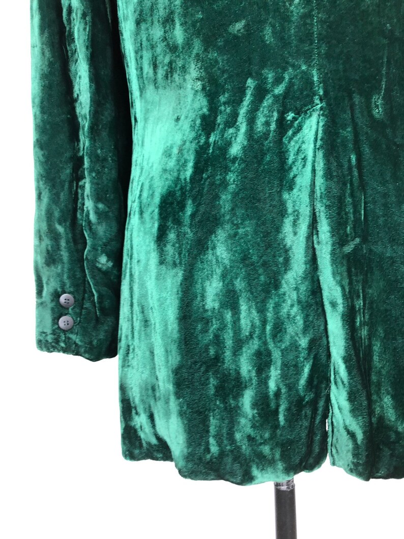 1970s Green Crushed Velvet Dinner Jacket M image 4