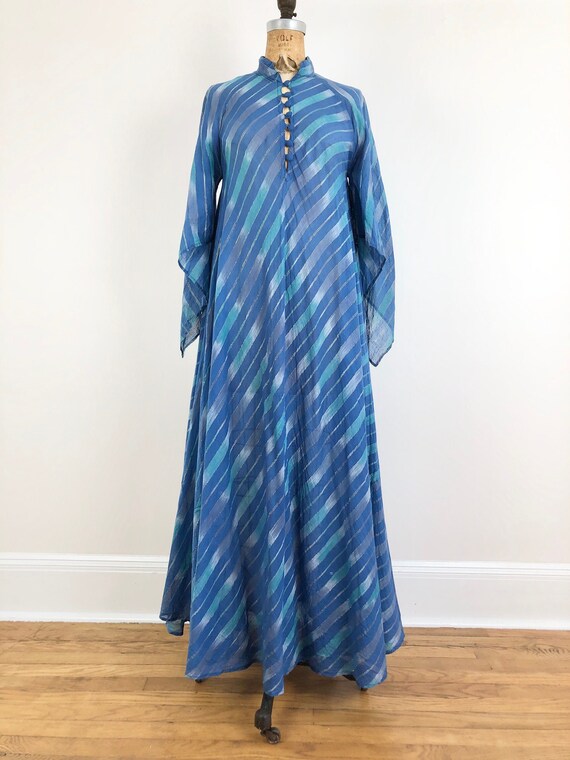 Vintage 1970s Naqui Metallic Striped Cotton Indian