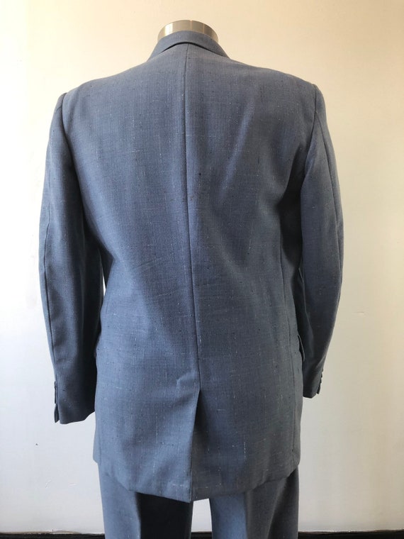 1950’s Blue Flecked Wool Suit M L - image 10