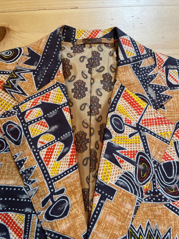1960s Andy Mohan Hawaiian Bark Cloth Print Suit J… - image 6