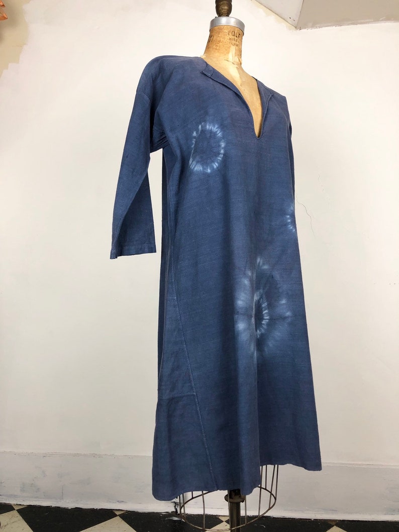 Antique Indigo Dyed French Linen Tunic S image 4