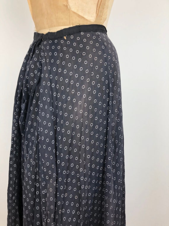 Antique 1800s Black Polka Dot Cotton Maxi Skirt L - image 6