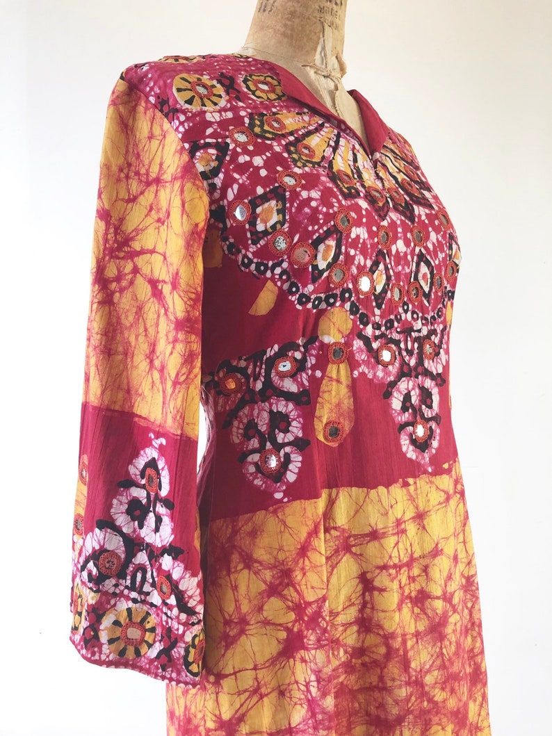 Ramona Rull 1970s Mirrored Batik Cotton Maxi Dress S M - Etsy