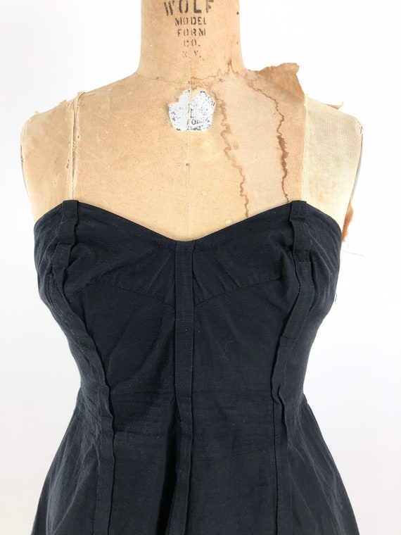 1940s Black Strapless Mini Dress Swimsuit M - image 3