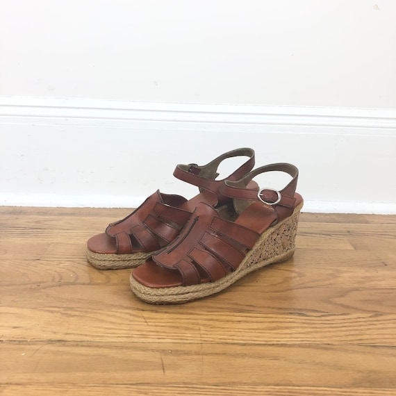 1970's Mario Valentino Brown Leather Braided Wedge Shoes - SOLD – Nomad  Vintage