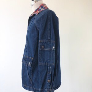 CUTE 1980s Flannel Collar Stranger Things Denim Jacket M image 5