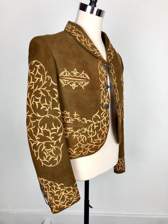 INCREDIBLE 1940s Suede Mariachi Applique Jacket S