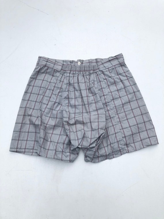 1940s Grey Plaid Cotton Boxer Shorts 29” - image 5