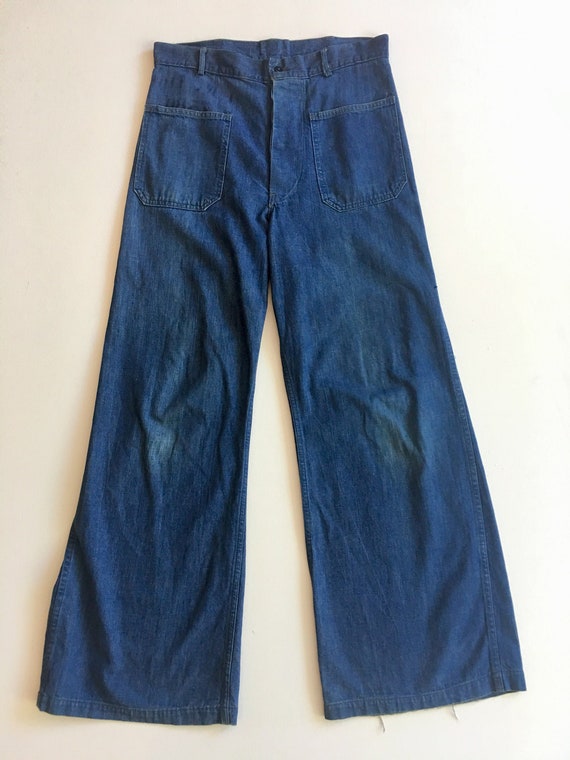 Beautiful 1940s USN Naval Denim Pants 33" Waist