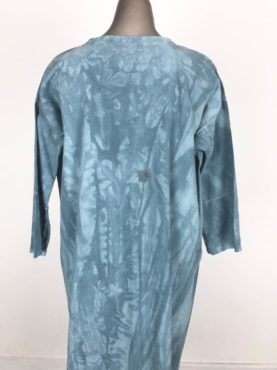 Indigo Dyed Antique French Linen Tunic Dress S - image 9