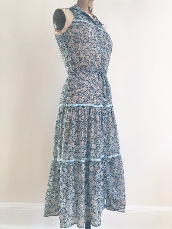1970s Foxy Lady Sheer FloralCotton Sleeveless Prai