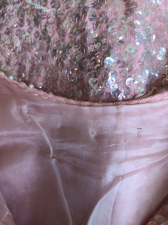 LOVELY 1960s Pink Sequin Pullover Sweater M - image 8