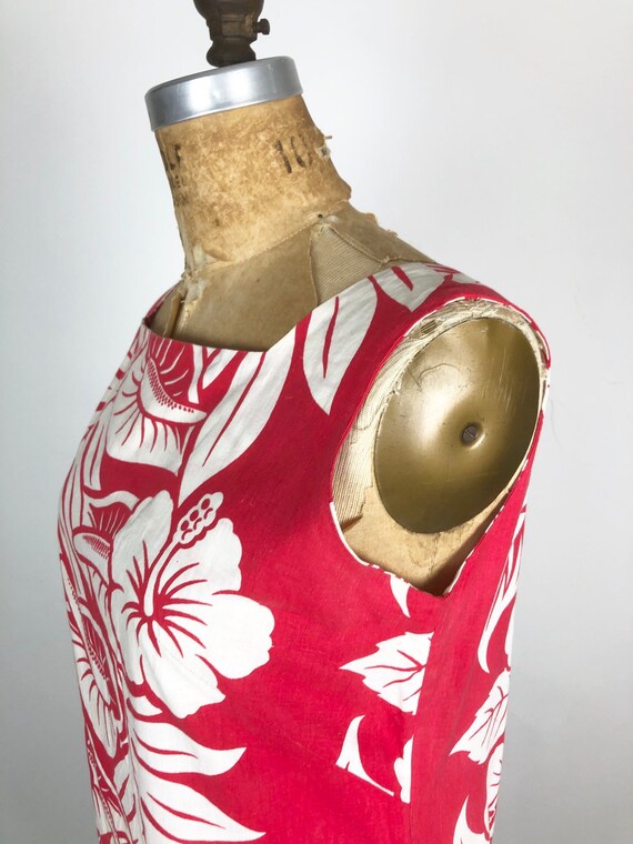 Fabulous 1960s Hawaiian Print Cotton Shift Dress S - image 3