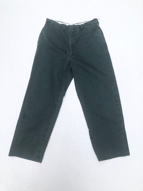 1970s Green Cotton Work Trousers 28”