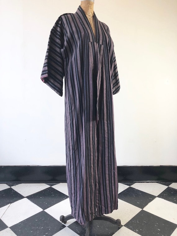 GORGEOUS 1940’s Striped Indigo Cotton Kimono M