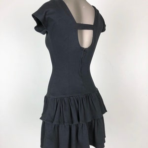 1980s Black Cotton Jersey Open Back Mini Dress S image 9