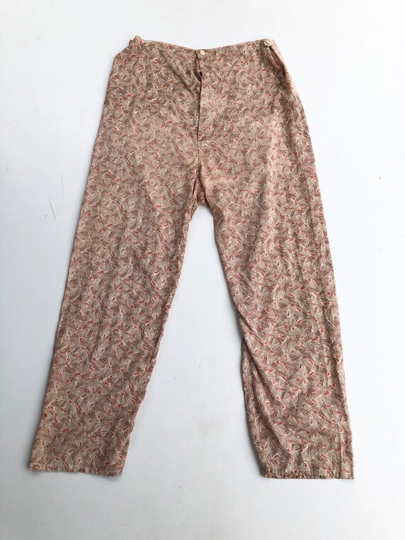 1930’s Novelty Print Cotton Lounge Pajama Pants M