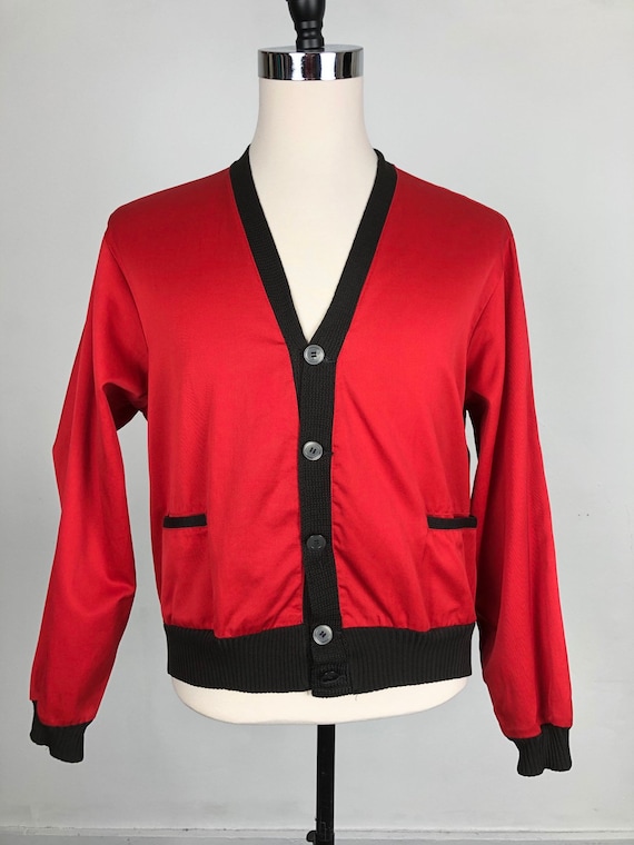 1950's McGregor Red Cotton Cardigan Jacket L - image 1