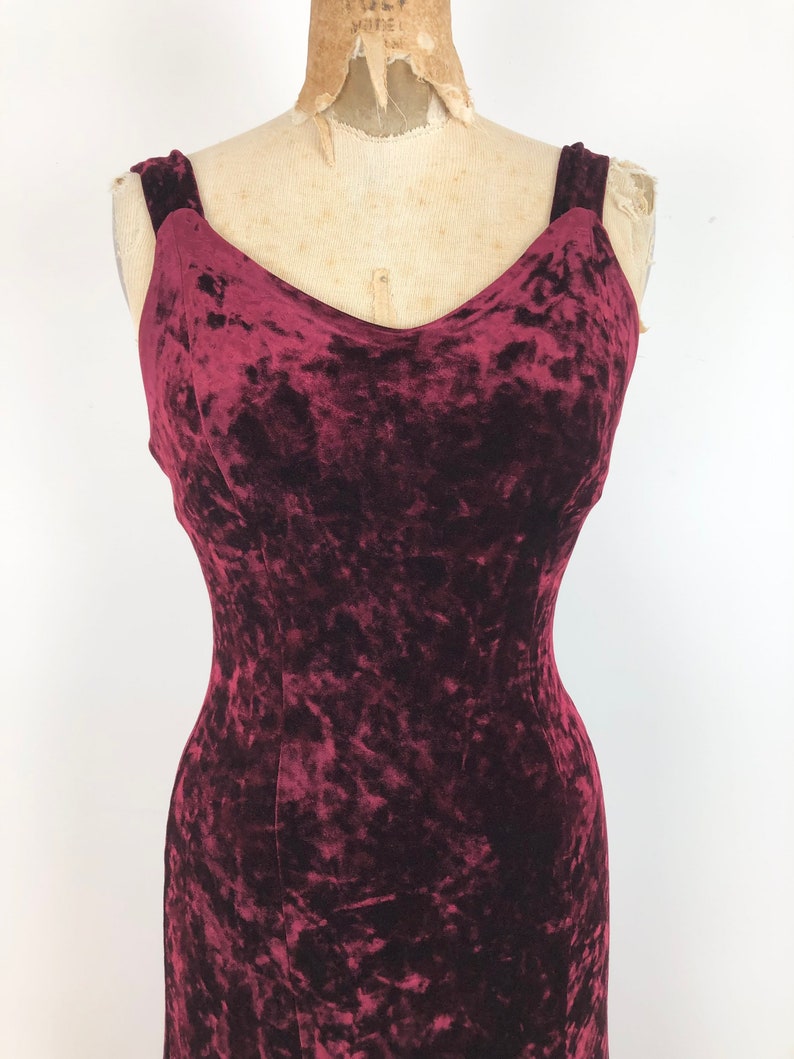 1990s Betsey Johnson Burgundy Crushed Velvet Maxi Dress M | Etsy