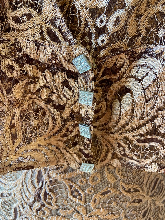 Amazing 1930s Copper Lace Maxi Dress with Jacket M - image 10