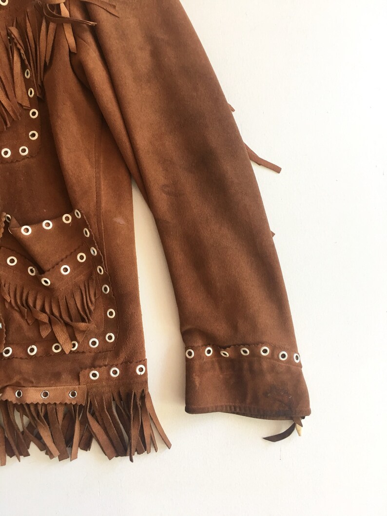 Killer 1940s Suede Fringe Grommet Jacket S M