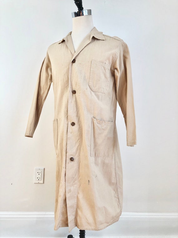 1930s Ivory Cotton Duster Jacket M - image 1