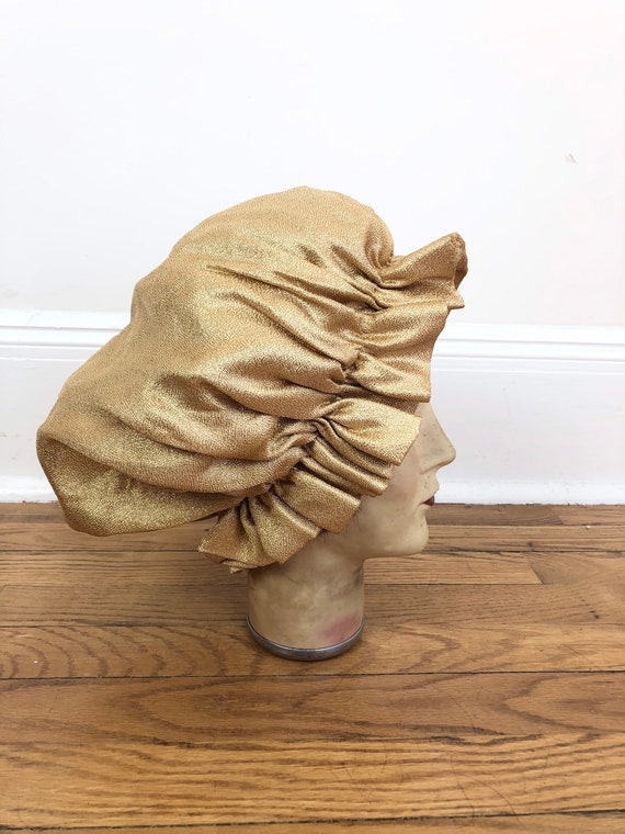 AMAZING 1960s Gold Lamé Bonnet - image 3