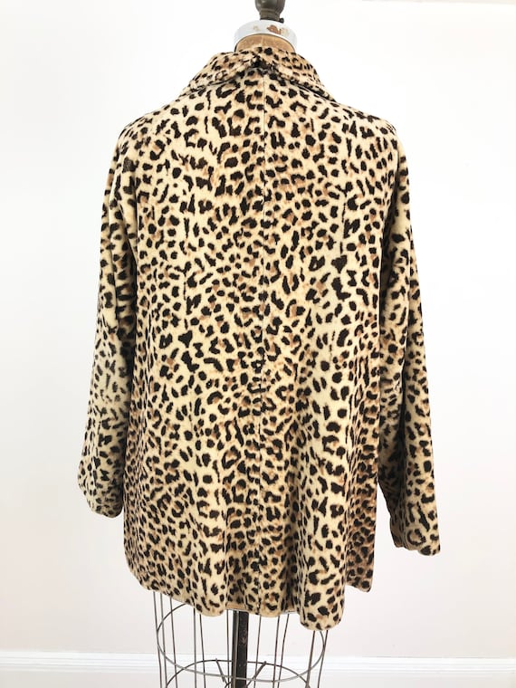 1960s Leopard Faux Fur Velveteen Swing Coat M - image 6