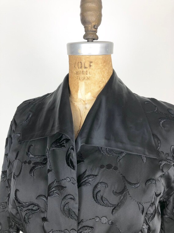 KILLER 40s Black Brocade Peplum Jacket W/ Rhinest… - image 6