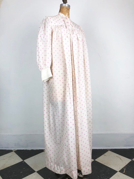 Fabulous 1960s Pink Polka Dot Nylon Robe M