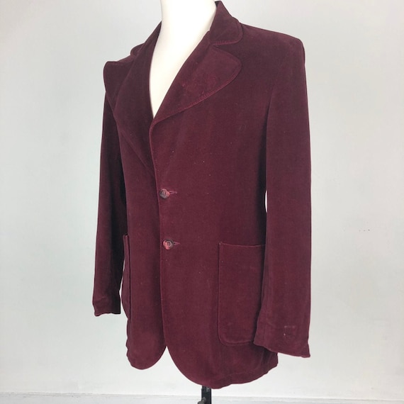 HOT 1970s Burgundy Velvet Glam Rock Jacket M