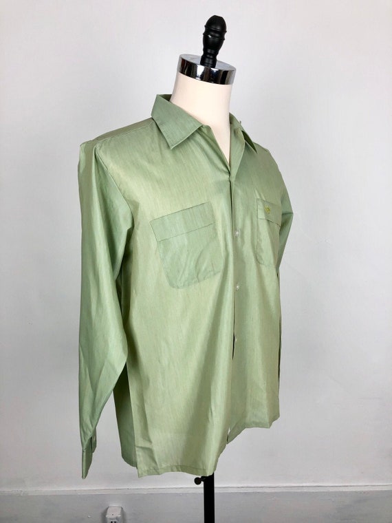 NOS 1950s Aristocrat Green Cotton Loop Collar Shir