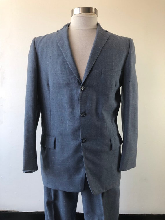 1950’s Blue Flecked Wool Suit M L - image 4
