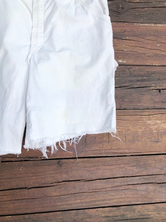 1970s Madewell White Cotton Cutoff Carpenter Shor… - image 5