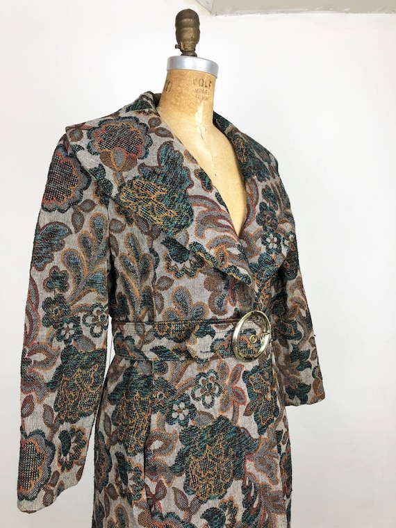 Fabulous 1960s Belted Tapestry Coat S