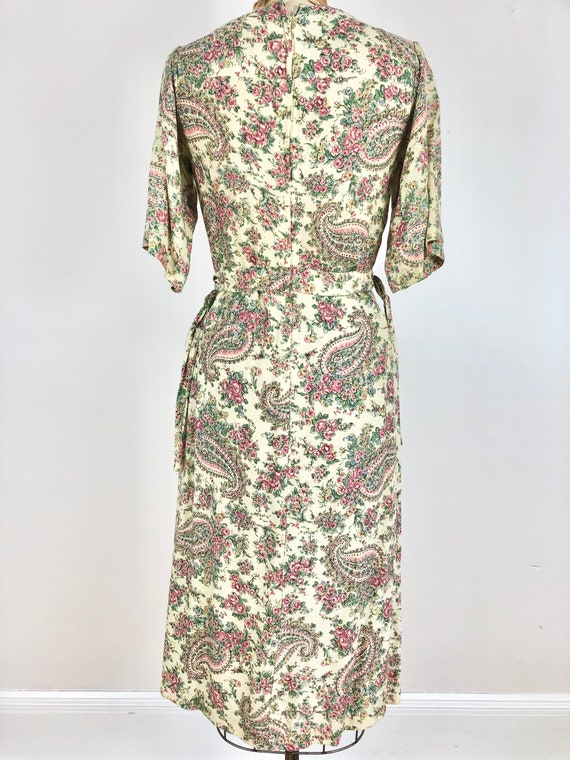 1970s Ragtime Floral Paisley Rayon Dress S - image 7