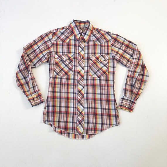 1970’s Wrangler Plaid Western Shirt S