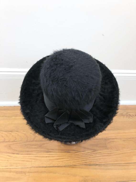 1940s Knox Fuzzy Black Felt Fedora Hat 6 3/4 - image 5